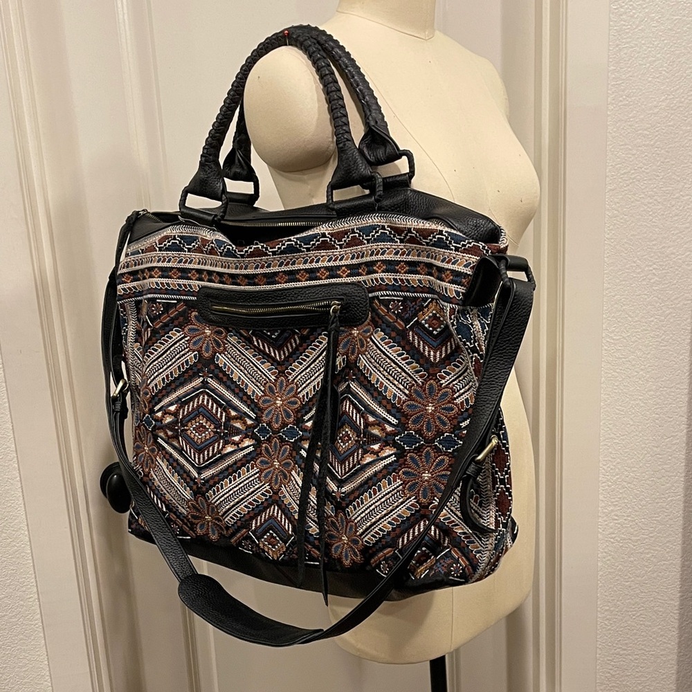 Johnny Was Black and Brown Embroidered weekend Bag - Picture 8 of 11
